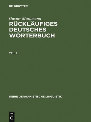cover image of Rückläufiges deutsches Wörterbuch